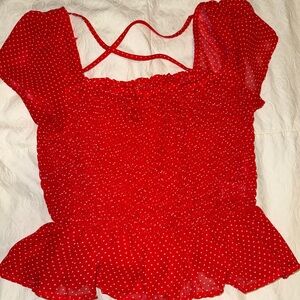 Forever 21 Red Dotted Blouse
